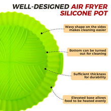 Lade das Bild in den Galerie-Viewer, Silikonform für Heißluftfritteuse 20cm Air Fryer Silikon Pot Liners Wiederverwendbar anstelle Airfryer Backpapier Pergamentpapier, Heißluftfritteuse Zubehör Geeignet für Ninja,Tefal,COSORI(5,5-7,5l)