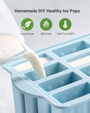 Lade das Bild in den Galerie-Viewer, Eisformen Silikon,MEETRUE 13 Eis am Stiel Formen Silikon Eisformen Wiederverwendbar Popsicle Formen Leicht zu lösende BPA-freie Eis-Pop-Hersteller für Kinder und Erwachsene Eisformen DIY Popsicle,Blau