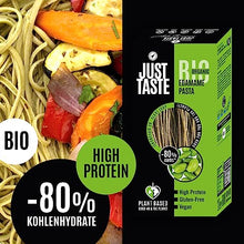 Load image into Gallery viewer, JUST TASTE – BIO Edamame Spaghetti/Capellini - 37g PROTEIN - Edamame Nudeln ideal für Sportler - Low Carb - 250g (6er Pack)