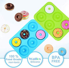 Load image into Gallery viewer, 2 Stück Silikon Donut Formen, 6 Hohlraum A ntihaft-Safe Silikon Donut Backform Hitzebeständigkeit Backblech Gelten -40 bis 230 Grad gut zum Machen Kekse, Bagels, Muffins.