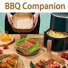 Lade das Bild in den Galerie-Viewer, Backpapier für Heißluftfritteuse, 100 Stück 25cm Backpapier Airfryer, Wasserdicht und ölfest Antihaft Einweg Luftfritteusen Quadrat Pergamentpapier für Heißluftfritteuse, Ofen und Grill