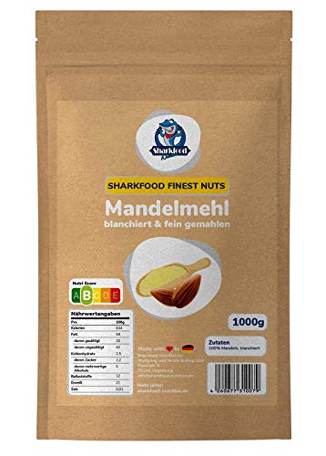 Premium Mandelmehl 1 KG - fein gemahlen, naturbelassen & nicht entölt, aus blanchierten Mandeln (weiß) - Low Carb & Keto geeignet - Vollfett zum Backen & Kochen - 1000 g